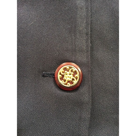 Vintage Womens Embroidered Button Blazer Navy Ivory S/M Small Affinity By Margos - Picture 4 of 11